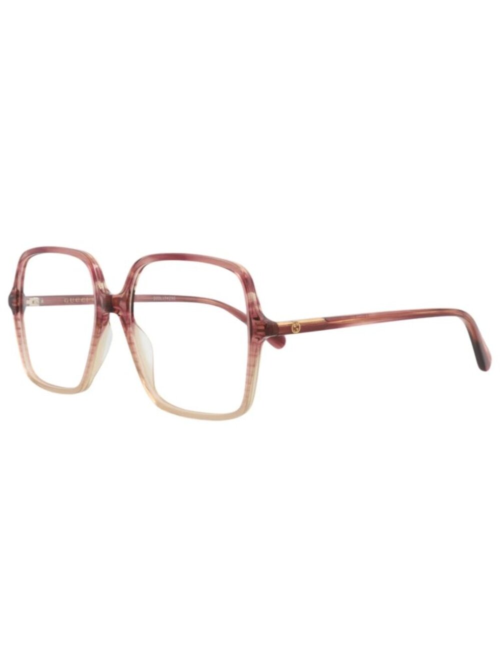 New Gucci Women's Eyeglasses Square Rectangle Acetate Frame Red Red Transparent